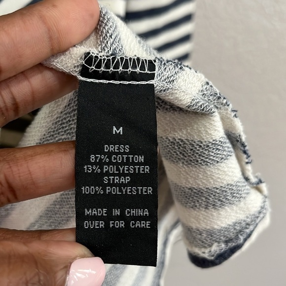 J For Justify Womens Sweater Dress Mini Striped Navy Blue Cream Sz M Cruise wear - Picture 4 of 8